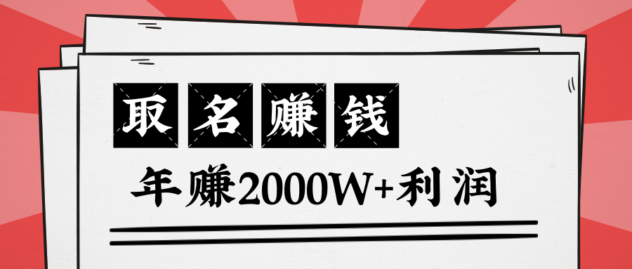 王通：不要小瞧任何一个小领域，取名技能也能快速赚钱，年赚2000W+利润-第一资源库