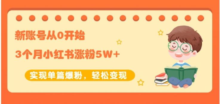 生财小红书涨粉变现：新账号从0开始3个月小红书涨粉5W+实现单篇爆粉-第一资源库