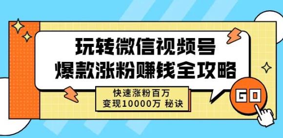 玩转微信视频号爆款涨粉赚钱全攻略，快速涨粉百万变现万元秘诀-第一资源库