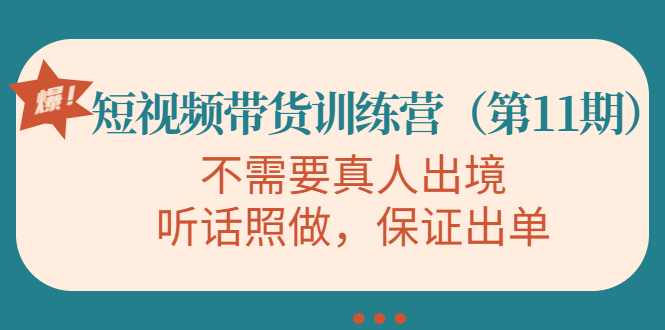 视频带货训练营，不需要真人出境，听话照做，保证出单（第11期）-第一资源库