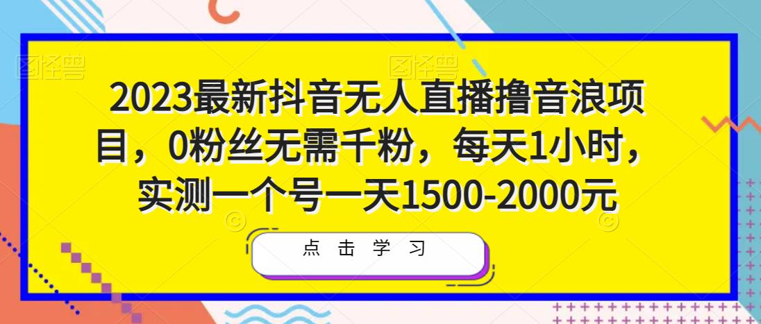 2023最新抖音无人直播撸音浪项目，0粉丝无需千粉，每天1小时，实测一个号一天1500-2000元-第一资源库