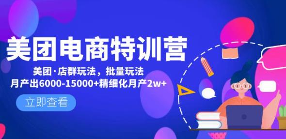 美团电商特训营：美团·店群玩法，无脑铺货月产出6000-15000+精细化月产2w+-第一资源库