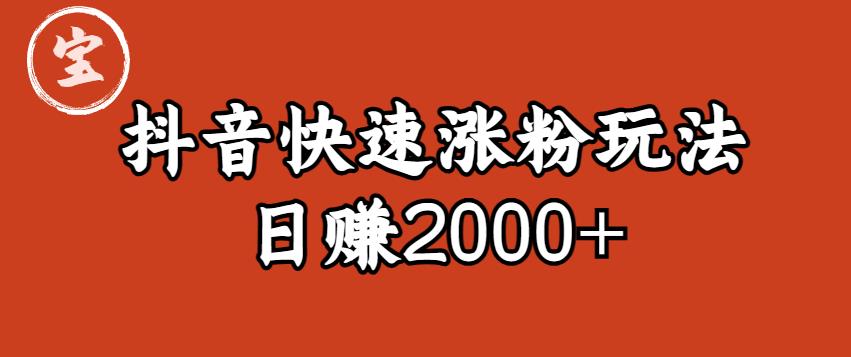 宝哥私藏·抖音快速起号涨粉玩法（4天涨粉1千）（日赚2000+）【揭秘】-第一资源库