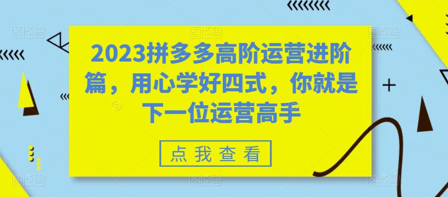 2023拼多多高阶运营进阶篇，用心学好四式，你就是下一位运营高手-第一资源库