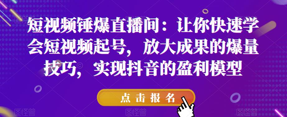 短视频锤爆直播间：让你快速学会短视频起号，放大成果的爆量技巧，实现抖音的盈利模型-第一资源库