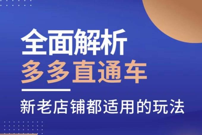 全面解析多多直通车，​新老店铺都适用的玩法-第一资源库