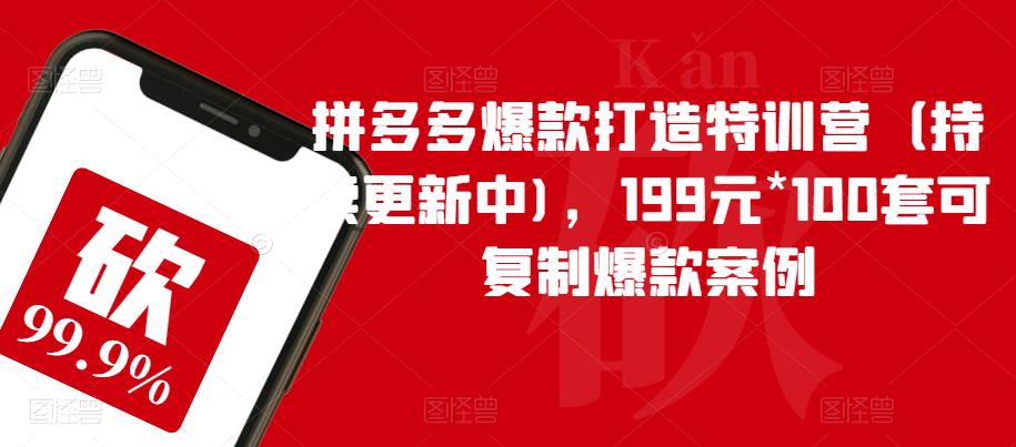 拼多多爆款打造特训营（持续更新中)，199元*100套可复制爆款案例-第一资源库