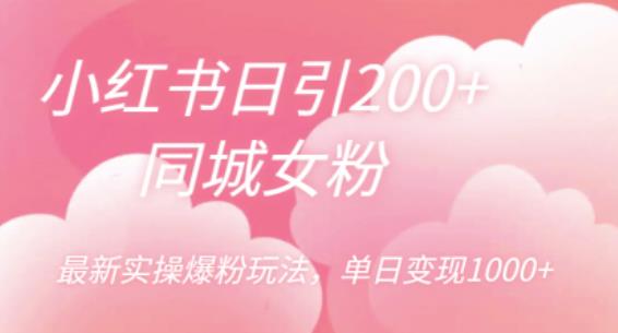 小红书日引200+同城女粉，最新实操爆粉玩法，单日变现1000+【揭秘】-第一资源库