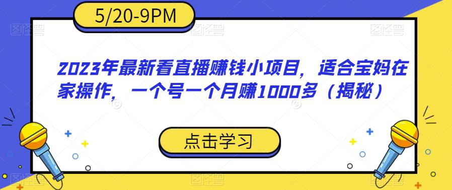 2023年最新看直播赚钱小项目，适合宝妈在家操作，一个号一个月赚1000多（揭秘）-第一资源库