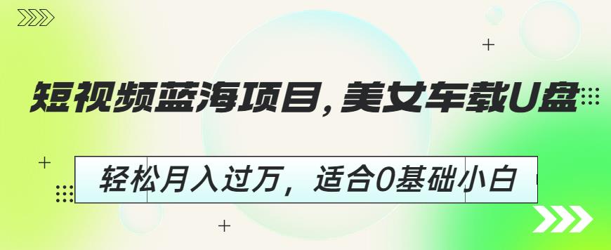 短视频蓝海项目，美女车载U盘，轻松月入过万，适合0基础小白【揭秘】-第一资源库