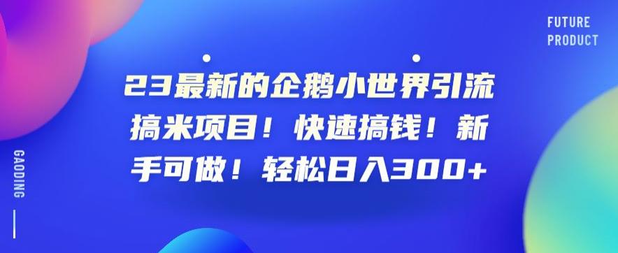 23最新的企鹅小世界引流搞米项目！快速搞钱！新手可做！轻松日入300+【揭秘】-第一资源库