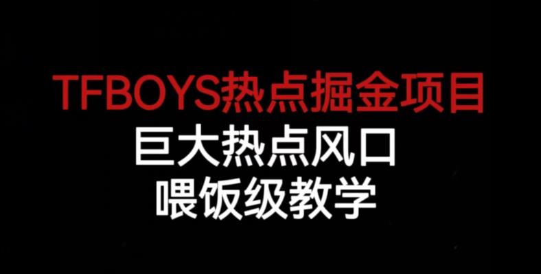 TFBOYS热点掘金项目，巨大热点风口，喂饭级教学-第一资源库