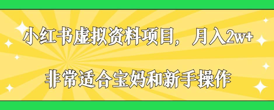 小红书虚拟资料项目，月入2w+，非常适合宝妈和新手操作【揭秘】-第一资源库