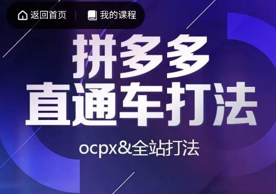 互力·拼多多直通车打法，ocpx&全站打法-第一资源库