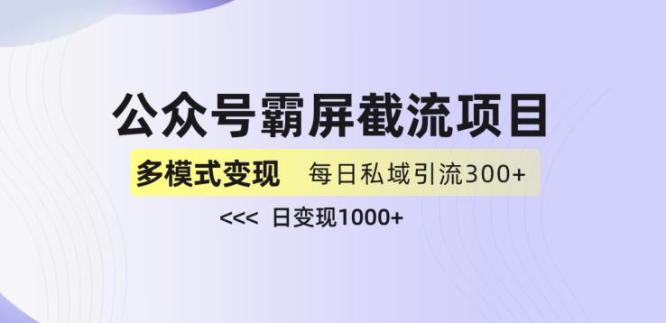 公众号霸屏截流项目+私域多渠道变现玩法，全网首发，日入1000+【揭秘】-第一资源库