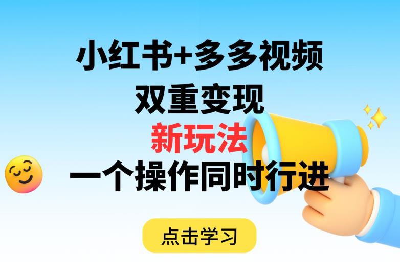 多多视频+小红书，双重变现新玩法，可同时进行【揭秘】-第一资源库