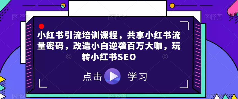 小红书引流培训课程，共享小红书流量密码，改造小白逆袭百万大咖，玩转小红书SEO-第一资源库