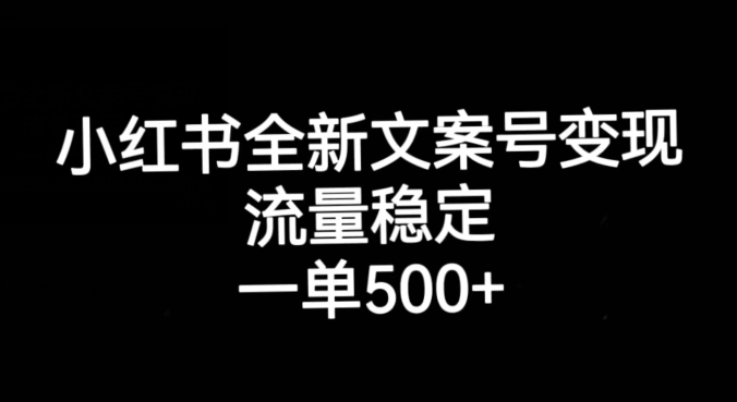 小红书全新文案号变现，流量稳定，一单收入500+-第一资源库