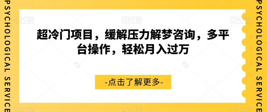 超冷门项目，缓解压力解梦咨询，多平台操作，轻松月入过万【揭秘】-第一资源库