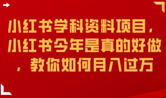 小红书学科资料项目，小红书今年是真的好做，教你如何月入过万【揭秘】-第一资源库