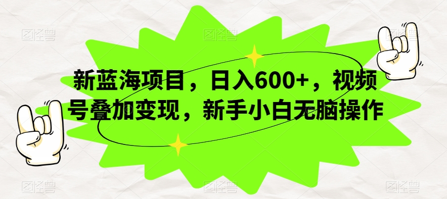 新蓝海项目，日入600+，视频号叠加变现，新手小白无脑操作【揭秘】-第一资源库