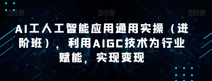 AI工人工智能应用通用实操（进阶班），利用AIGC技术为行业赋能，实现变现-第一资源库