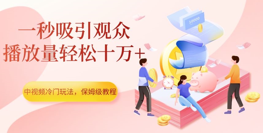 中视频冷门玩法，一秒吸引观众，播放量轻松十万+，保姆级教程【揭秘】-第一资源库