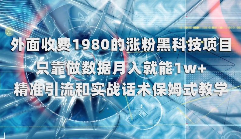 外面收费1980的涨粉黑科技项目，只靠做数据月入就能1w+【揭秘】-第一资源库