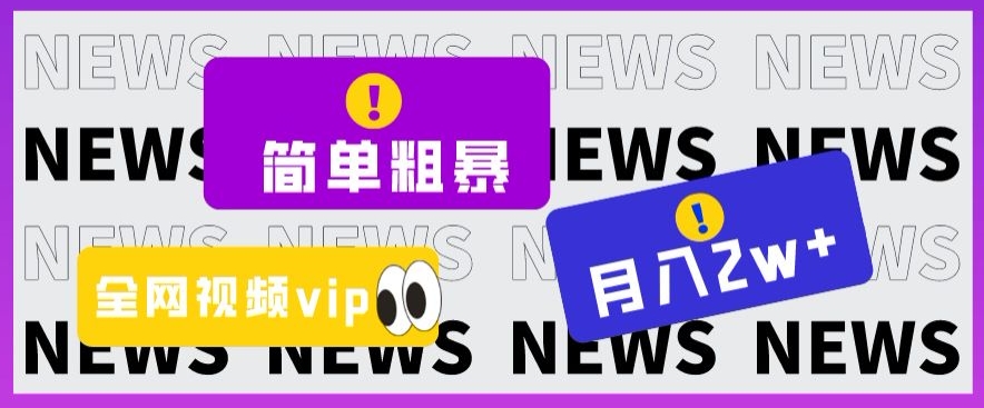 简单粗暴零成本，高回报，全网视频VIP掘金项目，月入2万＋【揭秘】-第一资源库