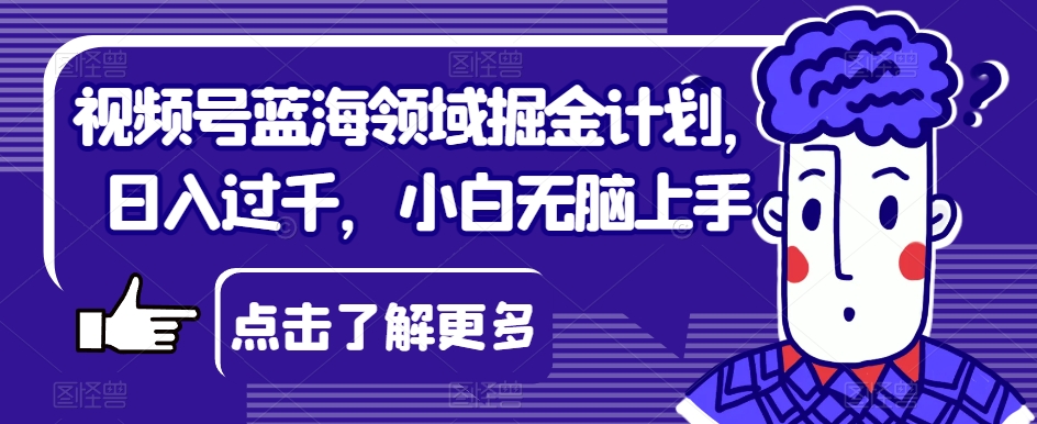 视频号蓝海领域掘金计划，日入过千，小白无脑上手【揭秘】-第一资源库