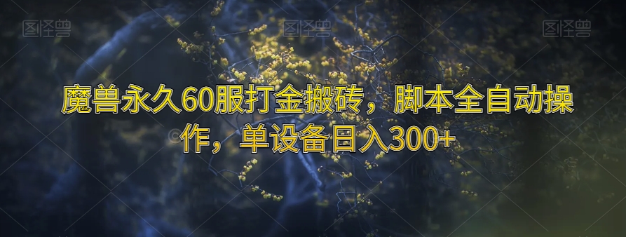 魔兽永久60服打金搬砖，脚本全自动操作，单设备日入300+【揭秘】-第一资源库