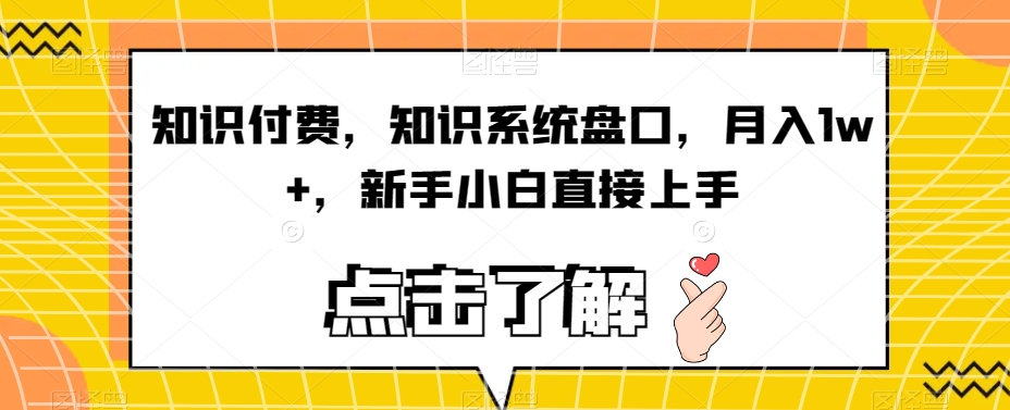 知识付费，知识系统盘口，月入1w+，新手小白直接上手-第一资源库