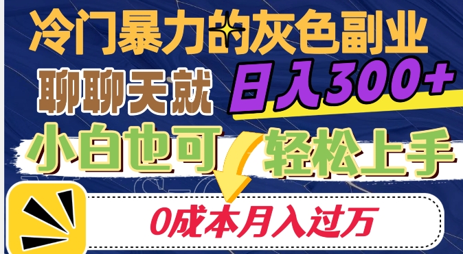 冷门暴利的副业项目，聊聊天就能日入300+，0成本月入过万【揭秘】-第一资源库