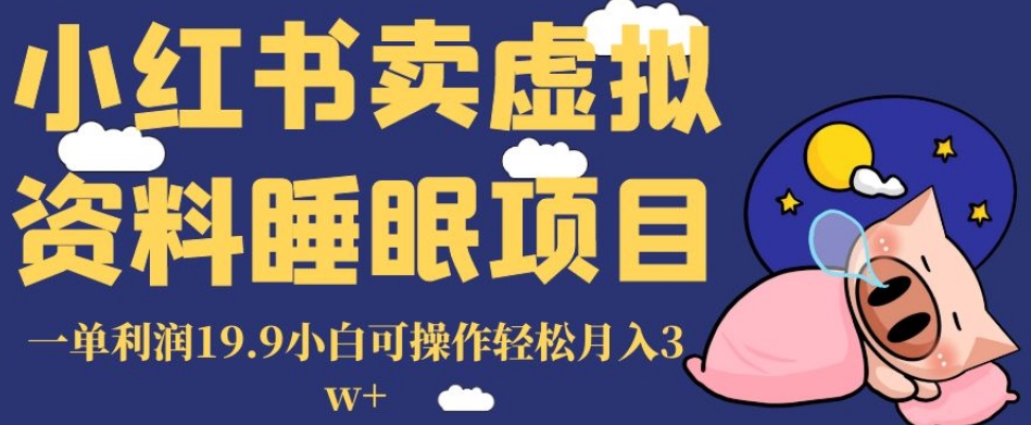 小红书卖虚拟资料睡眠项目，一单利润19.9小白可操作轻松月入3w+【揭秘】-第一资源库