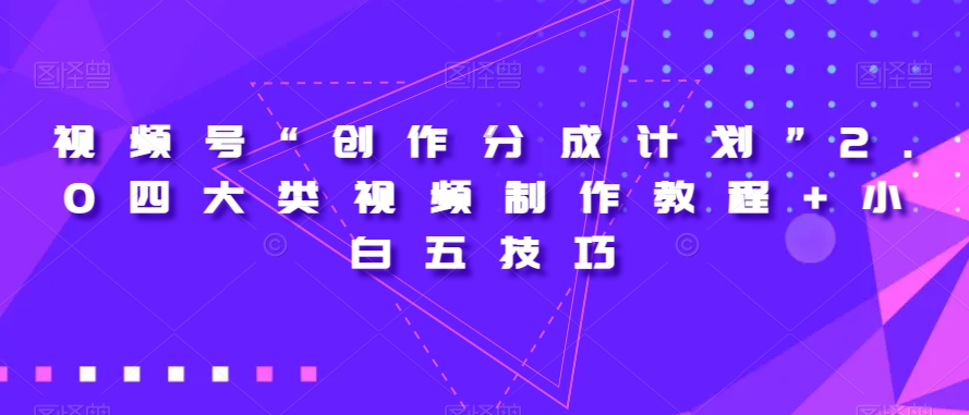 视频号“创作分成计划”2.0四大类视频制作教程+小白五技巧【揭秘】-第一资源库