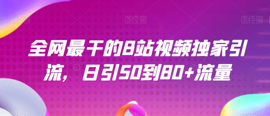 全网最干的B站视频独家引流，日引50到80+流量【揭秘】-第一资源库