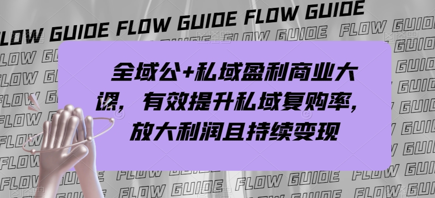 全域公+私域盈利商业大课，有效提升私域复购率，放大利润且持续变现-第一资源库