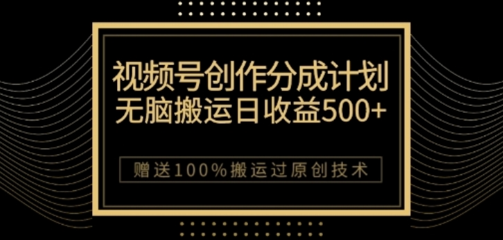 视频号分成计划与私域双重变现，纯搬运无技术，日入3~5位数【揭秘】-第一资源库