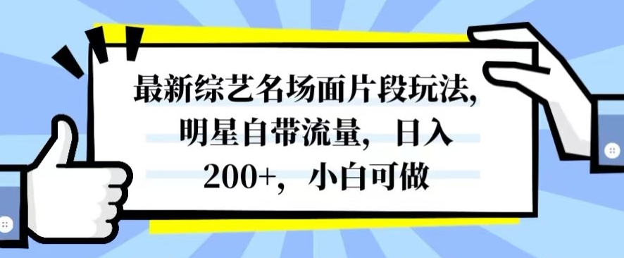 最新综艺名场面片段玩法，明星自带流量，日入200+，小白可做【揭秘】-第一资源库