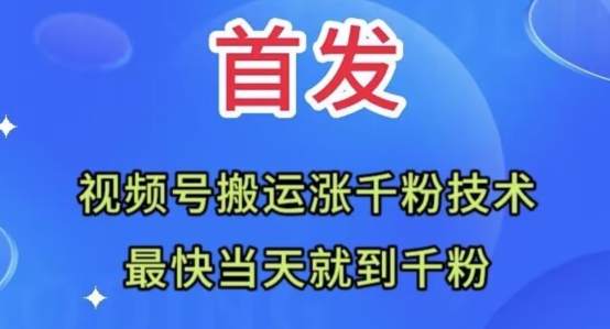 全网首发：视频号无脑搬运涨千粉技术，最快当天到千粉【揭秘】-第一资源库