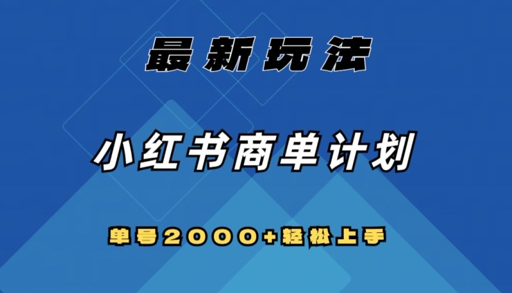 全网首发，小红书商单计划最新玩法，单号2000+可扩大可复制【揭秘】-第一资源库