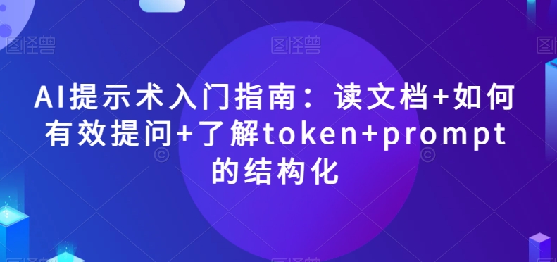 AI提示术入门指南：读文档+如何有效提问+了解token+prompt的结构化【揭秘】-第一资源库