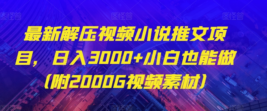 最新解压视频小说推文项目，日入3000+小白也能做（附2000G视频素材）【揭秘】-第一资源库