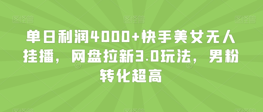 单日利润4000+快手美女无人挂播，网盘拉新3.0玩法，男粉转化超高【揭秘】-第一资源库