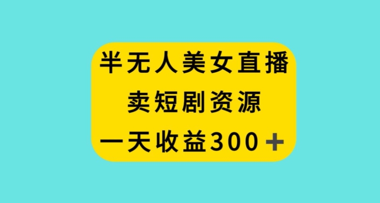 半无人美女直播，卖短剧资源，一天收益300+【揭秘】-第一资源库