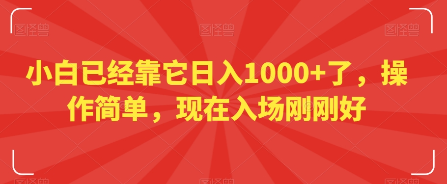 小白已经靠它日入1000+了，操作简单，现在入场刚刚好【揭秘】-第一资源库