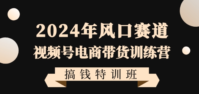 2024年风口赛道视频号电商带货训练营搞钱特训班，带领大家快速入局自媒体电商带货-第一资源库