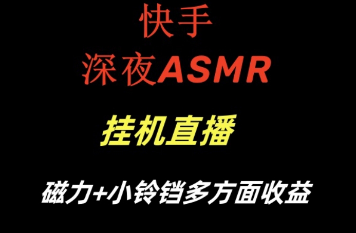 快手深夜ASMR挂机直播，磁力+小铃铛收益（附带工具和5G素材）【揭秘】-第一资源库