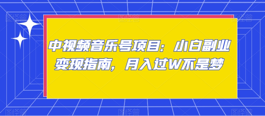 中视频音乐号项目：小白副业变现指南，月入过W不是梦【揭秘】-第一资源库