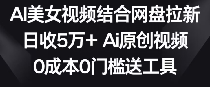 AI美女视频结合网盘拉新，日收5万+两分钟一条Ai原创视频，0成本0门槛送工具【揭秘】-第一资源库